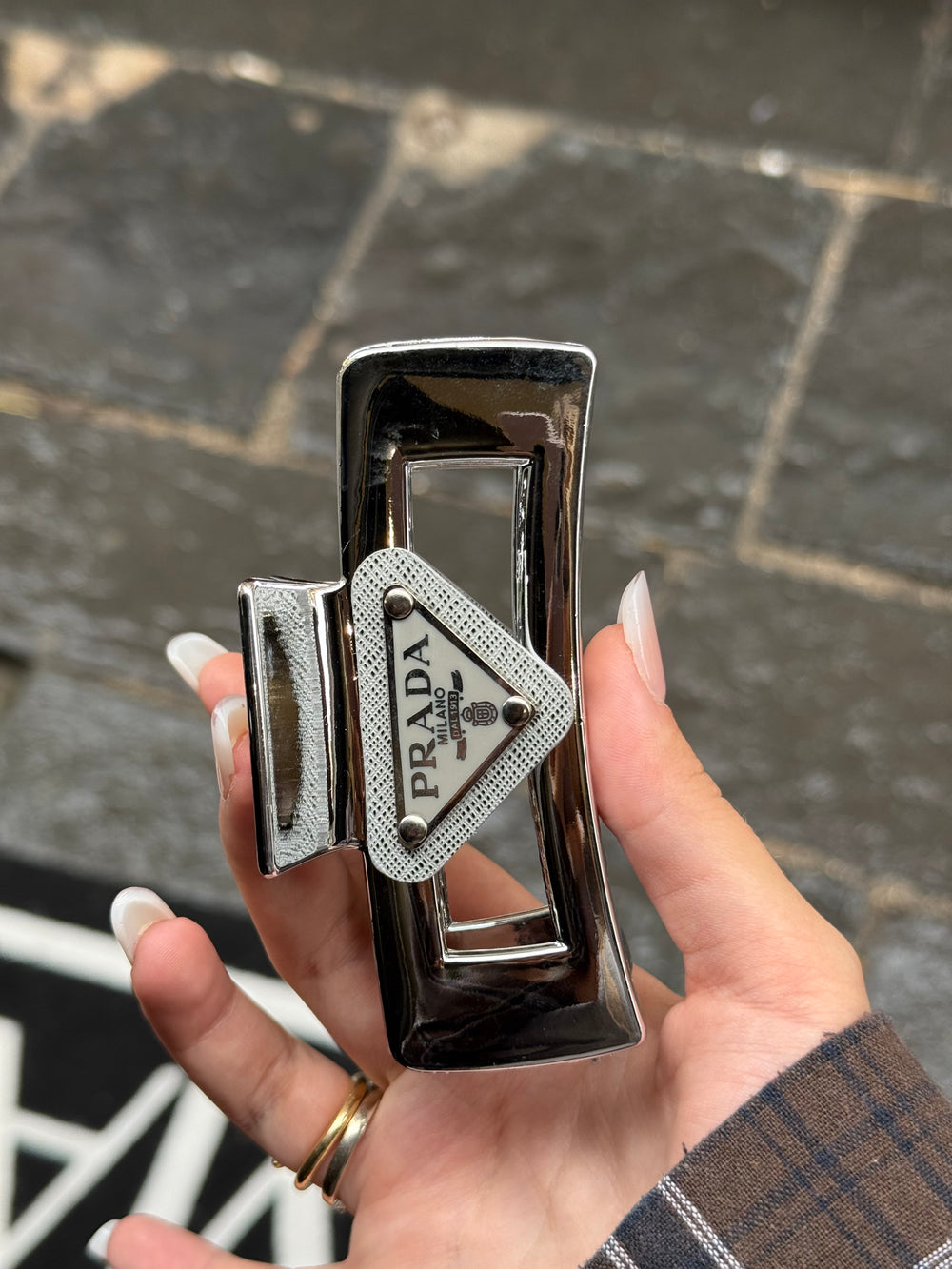 Pinza Prada Rettangolare silver