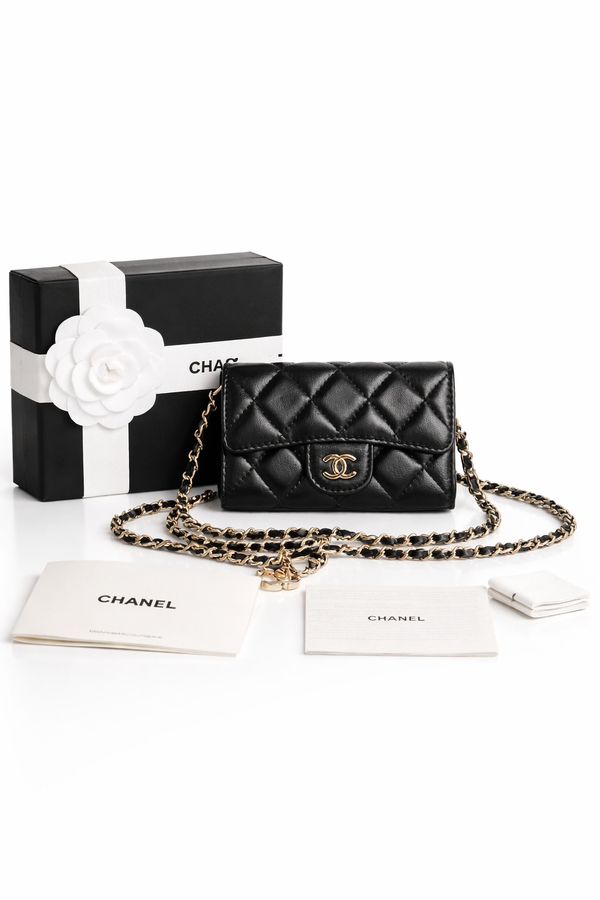 Catena con mini pochette nero/oro cc