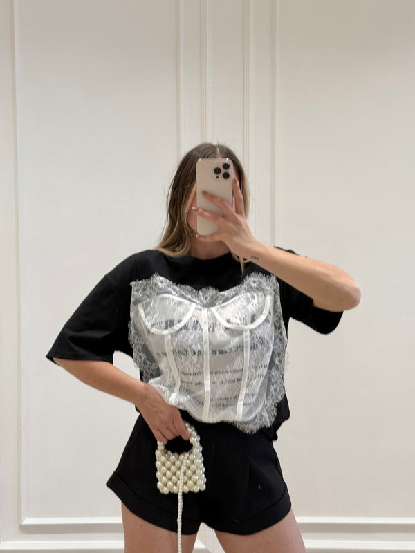 T-shirt pizzo bustier