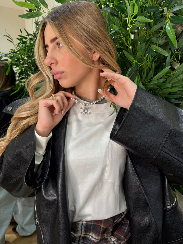 Collana Chanel Perle Argento