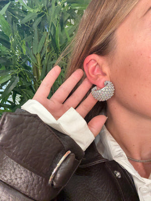 Orecchini double hoop zirconati