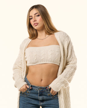 Coordinato in maglia intrecciata