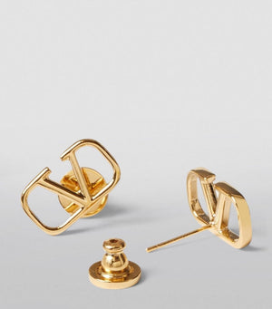 Orecchini pendenti con design grafico Gold liscio V