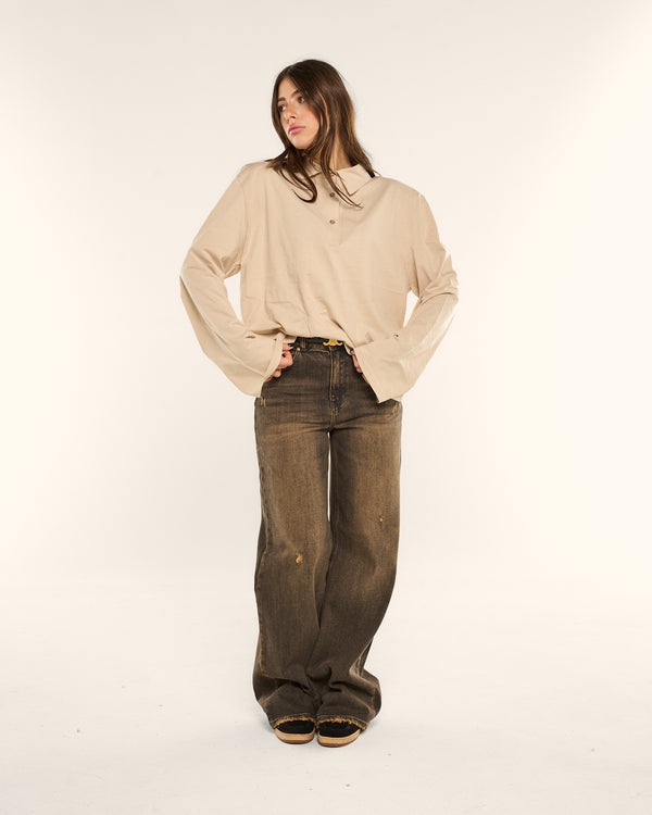 Jeans wide leg dark sabbiato