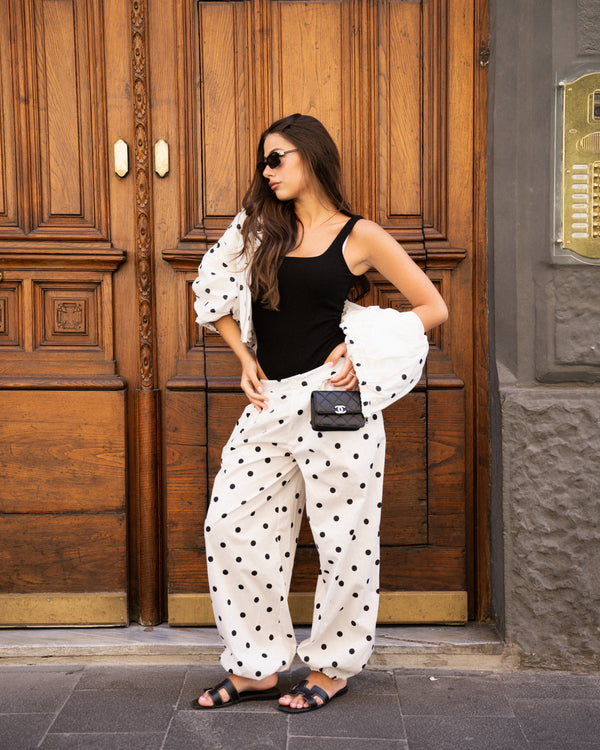 Pantalone Balloon Pois Ivory