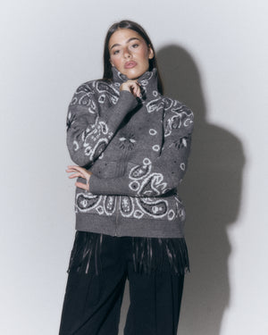 Cardigan con zip fantasia paisley
