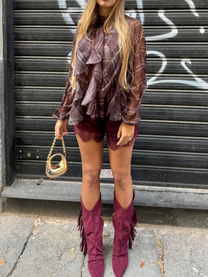 Shorts viral satin pizzo