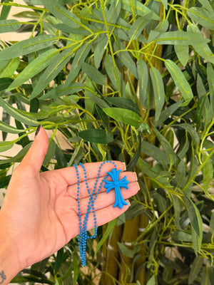 Collana chrome hearts gomma blu