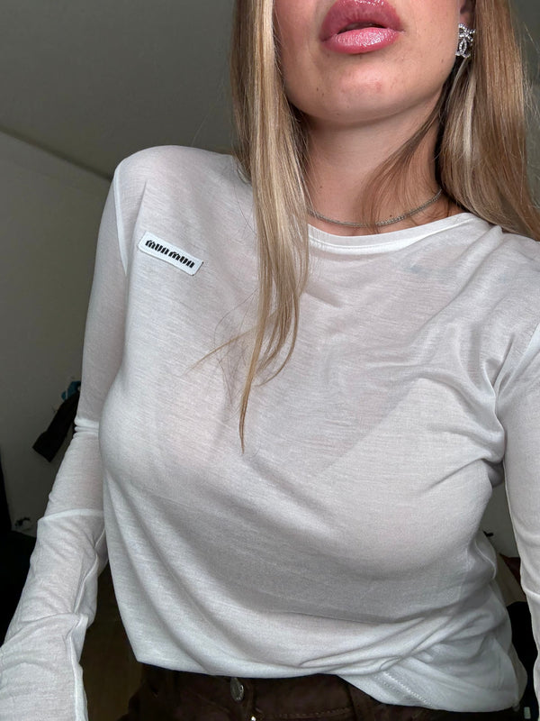 Maglia semitrasparente miumiu