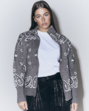 Cardigan con zip fantasia paisley