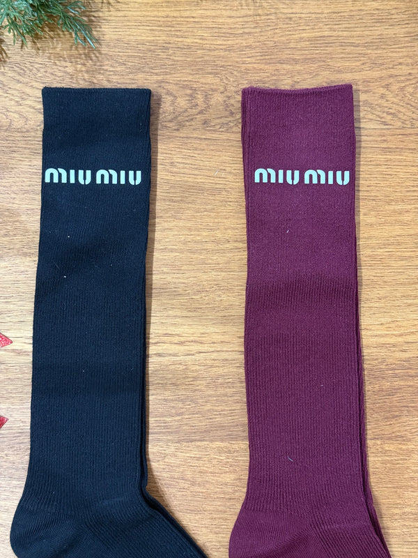 Pack due paia di calzini alti coste miumiu