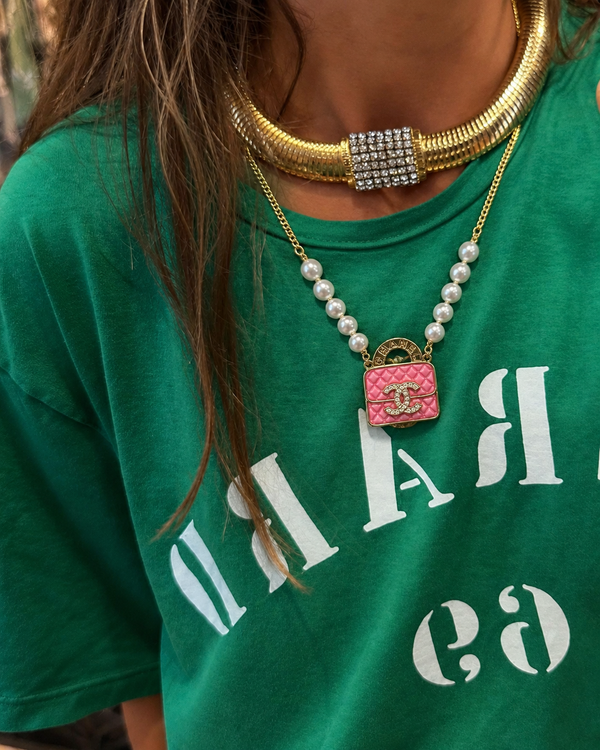 Collana Pearl Bag cc rosa