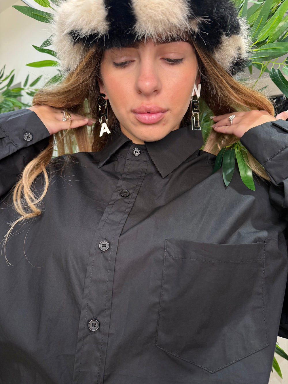 Orecchini chanel black e white