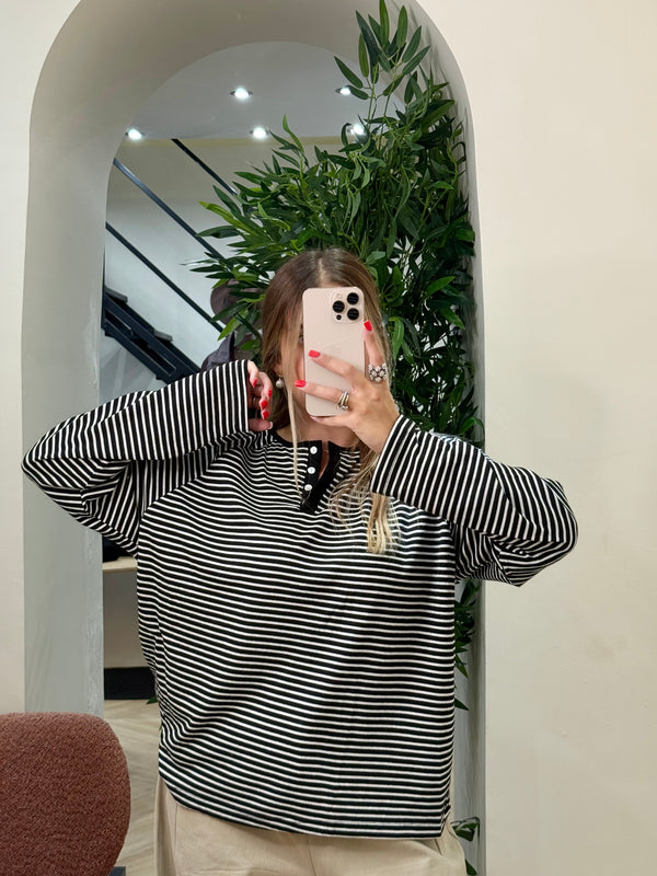 Maglia serafino righe