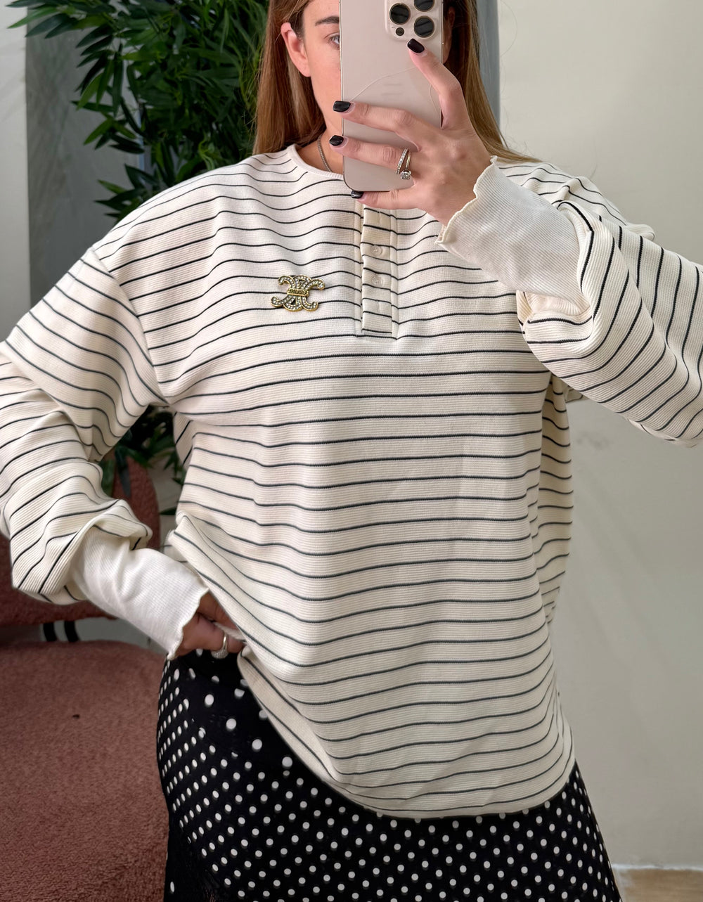 Maglia felpata over righe