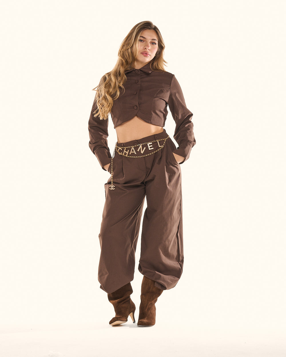 Coordinato cropped tessuto