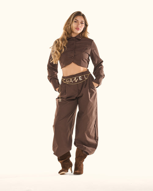 Coordinato cropped tessuto