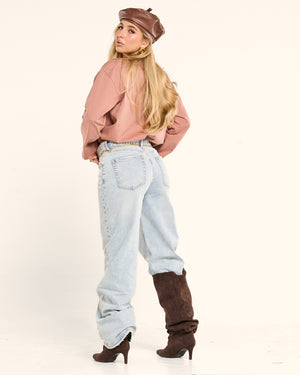 Jeans wide leg lavaggio chiaro