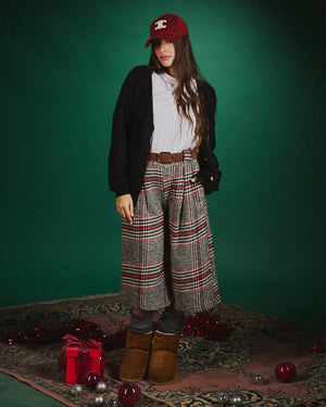 Bermuda lana quadri con cintura