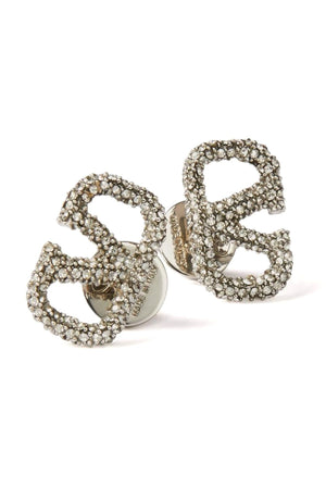 Orecchini a lobo con design intrecciato e micro cristalli argento