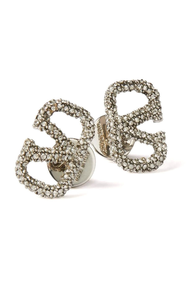 Orecchini a lobo con design intrecciato e micro cristalli argento