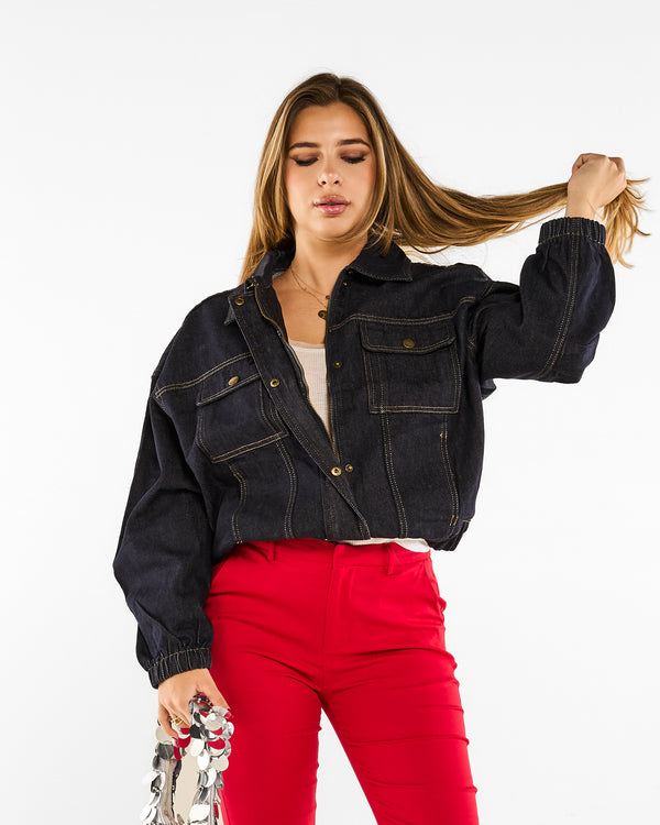 Bomber Denim Cropped lavaggio zero