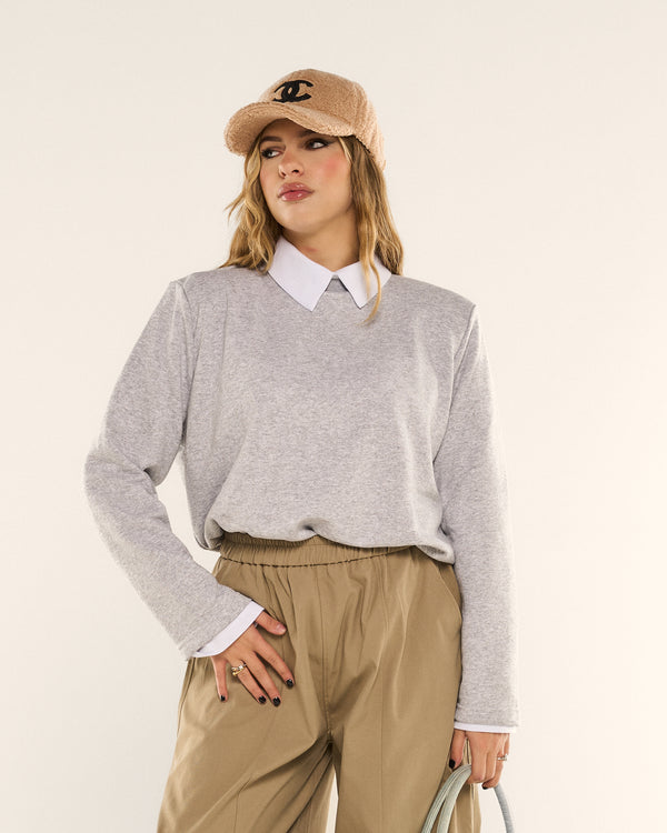 Felpa girocollo con spalle strutturate