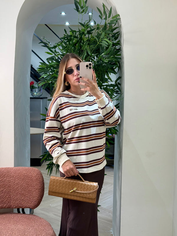 Maglia felpata mix righe