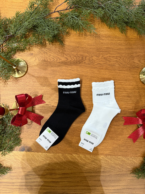 Pack due paia calzini voilant contrasto bianco/nero