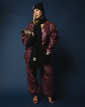 Tailleur in pelle over bordeaux