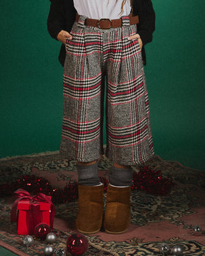 Bermuda lana quadri con cintura