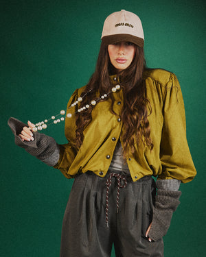 Giacca scamosciato crop spalline