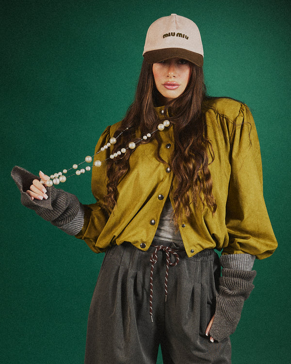 Giacca scamosciato crop spalline