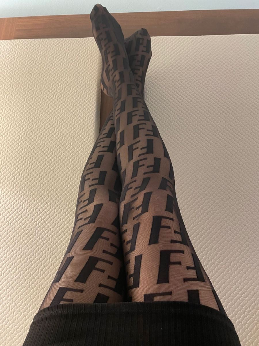 Calze logo velluto Fendi