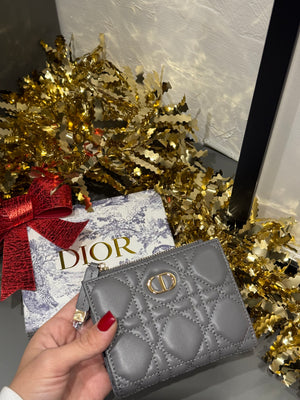 Portacarte in pelle Dior grigio