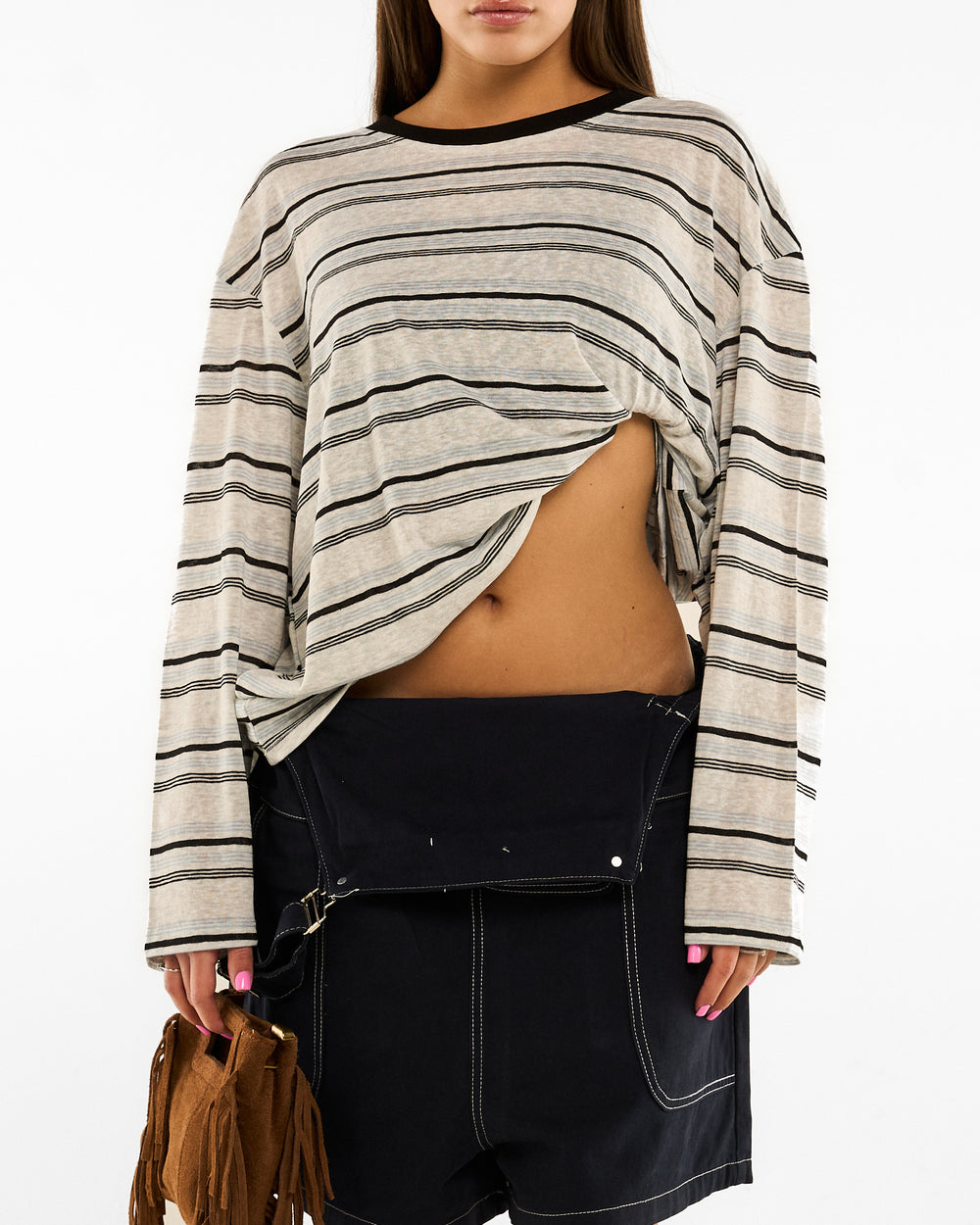 Maglia Over Righe Soft nero