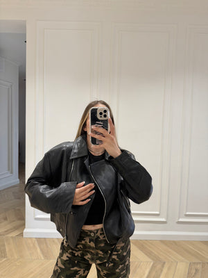 Chiodo ecopelle crop