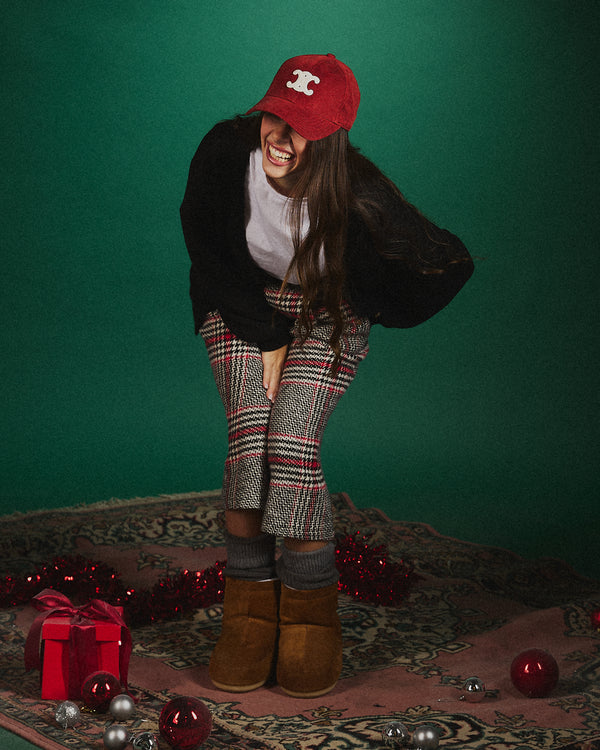 Bermuda lana quadri con cintura