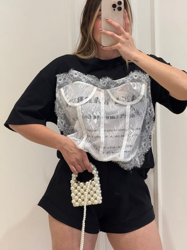 T-shirt pizzo bustier