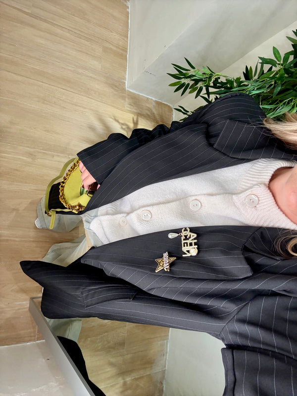 Blazer gessato extralong