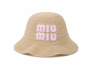 Cappello Rafia miu scritta rosa