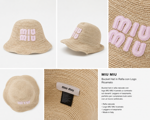 Cappello Rafia miu scritta rosa