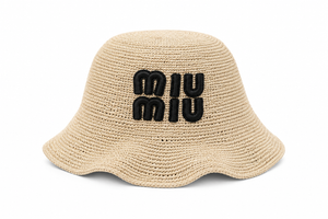 Cappello Rafia miu scritta nera
