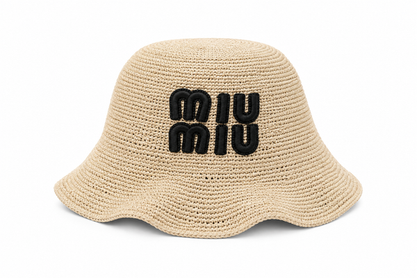 Cappello Rafia miu scritta nera