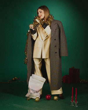 Cappotto Pied de poule con spalline