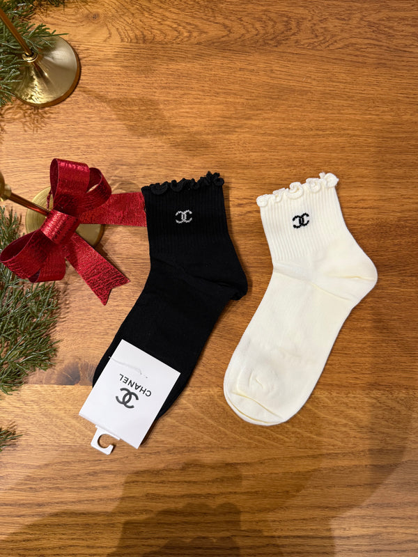 Pack due calzini basic chanel panna e nero