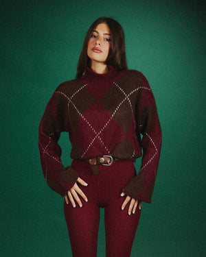 Maglione rombi collo alto