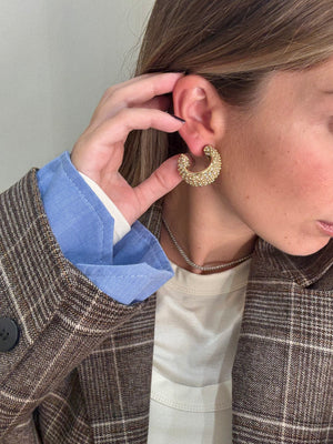 Orecchini double hoop zirconati