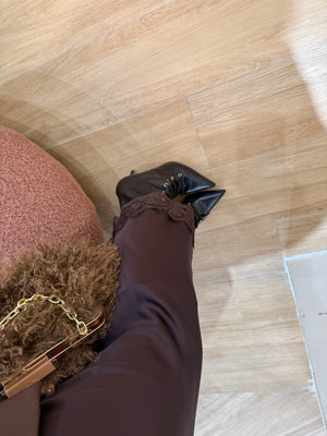 Gonna satin pizzo autunno