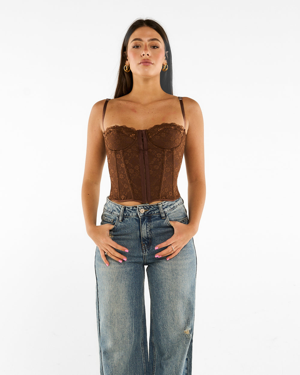 Corsetto pizzo Marrone